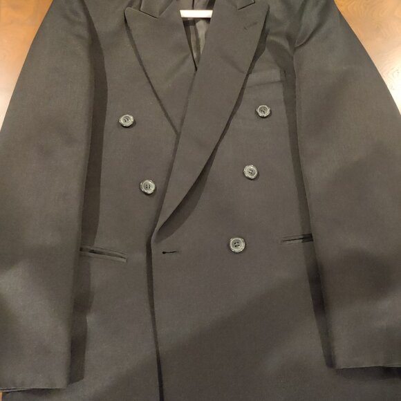 Italian Made Double Breasted Black Suit Teen Boy Size 18 - Picture 2 of 5